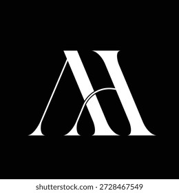 Elegantes Monogramm der Buchstaben A und H auf schwarzem Hintergrund, das Luxus und Raffinesse symbolisiert