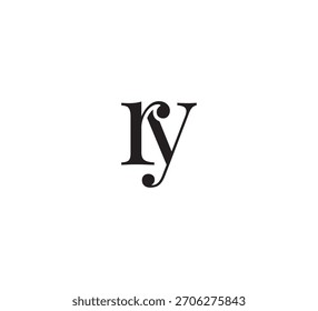 Elegant Monogram Logo, Classic Serif Initial Letters Design, Vintage Luxury Typography Emblem ry