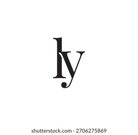 Logotipo de monograma elegante, Classic Serif letras iniciais Design, Vintage Luxo Tipografia Emblema ly
