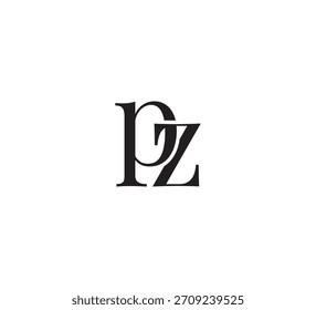 Logotipo elegante del monograma, diseño de letras iniciales serif clásico, emblema de tipografía de lujo de Antiguas pz