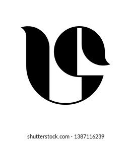 Elegant monogram logo of combined initial of U and S. Modern logo in black and white.