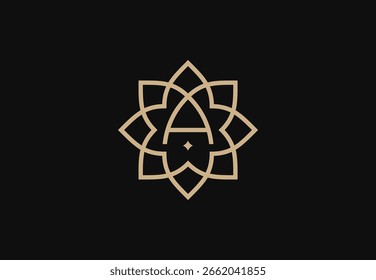 Elegante Um logotipo monograma em um emblema de estrela decorativa perfeito para marcas de luxo e beleza.