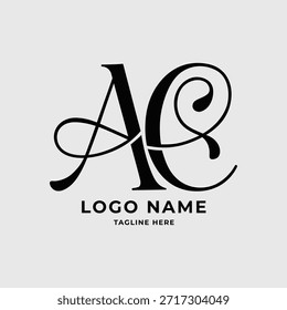 Diseño elegante del logotipo del monograma con la letra decorativa A y E en fondo gris claro