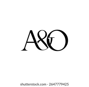 Elegante Monograma Logo Design Minimalista Luxo Inicial Letras em Serif Fonte AO