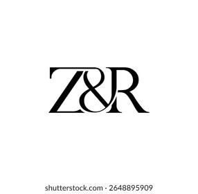 Elegante diseño de logotipo de monograma minimalista de lujo inicial letras en Serif Font ZR