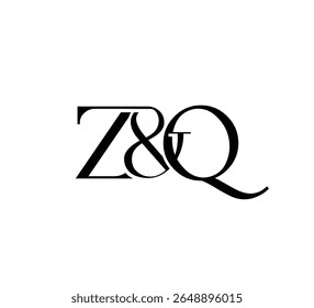 Elegante Monograma Logo Design Minimalista Luxo Inicial Letras em Serif Fonte ZQ