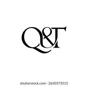 Elegante Monograma Logo Design Minimalista Luxo Inicial Cartas em Serif Fonte QT