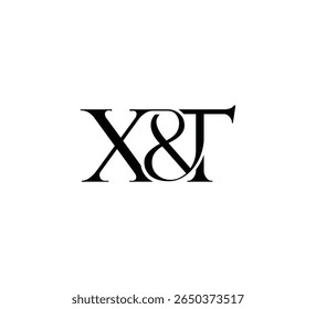Elegante Monograma Logo Design Minimalista Luxo Inicial Cartas em Serif Fonte XT