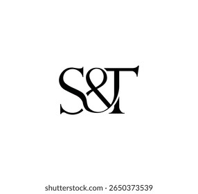 Elegant Monogram Logo Design Minimalist Luxury Initial Letters in Serif Font ST