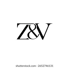 Elegante Monograma Logo Design Minimalista Luxo Inicial Letras em Serif Fonte ZV