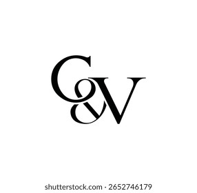 Elegante Monograma Logo Design Minimalista Luxo Inicial Cartas em Serif Fonte CV