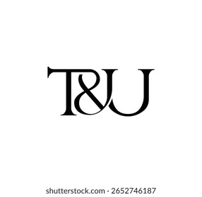 Elegante Monograma Logo Design Minimalista Luxo Inicial Letras em Serif Fonte TU
