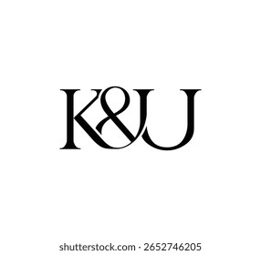 Elegante Monograma Logo Design Minimalista Luxo Inicial Cartas em Serif Fonte KU