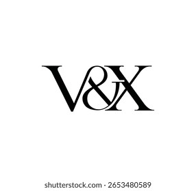 Elegant Monogram Logo Design Minimalist Luxury Initial Letters in Serif Font VX