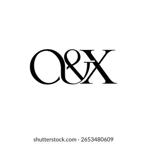 Elegante Monograma Logo Design Minimalista Luxo Inicial Cartas em Serif Fonte OX