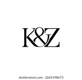 Elegante diseño de logotipo de monograma minimalista de lujo inicial letras en Serif fuente KZ