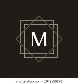 Elegant monogram logo design template with letter M. Lineart vector illustration.