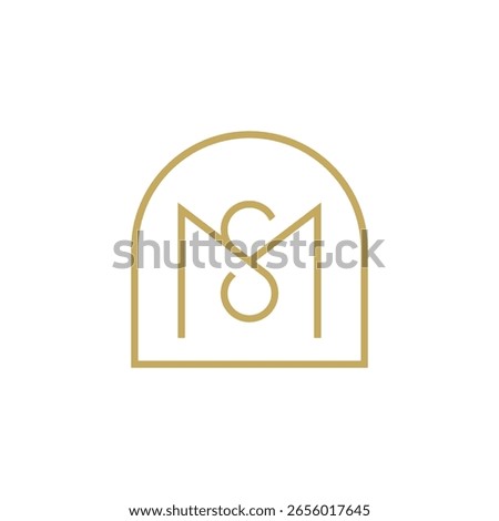 An elegant monogram logo with stylized thin gold lines forming letters 'MS' or 'SM' within an arched frame, suggesting luxury, sophistication, and tradition.