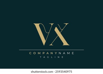 Elegant Monogram with Sophisticated Typography Design Featuring VX with Sophisticated Typography