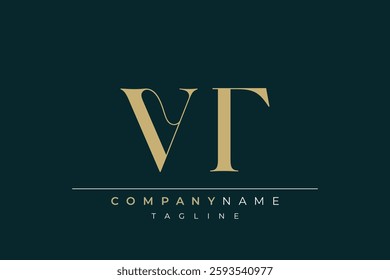 Elegant Monogram with Sophisticated Typography Design Featuring VT with Sophisticated Typography