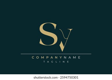 Elegant Monogram with Sophisticated Typography Design Featuring SV with Sophisticated Typography