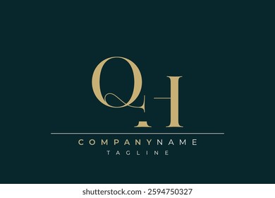Elegant Monogram with Sophisticated Typography Design Featuring QH with Sophisticated Typography