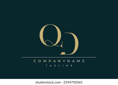Elegant Monogram with Sophisticated Typography Design Featuring QD with Sophisticated Typography