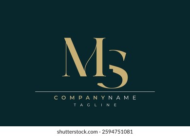 Elegant Monogram with Sophisticated Typography Design Featuring MS with Sophisticated Typography