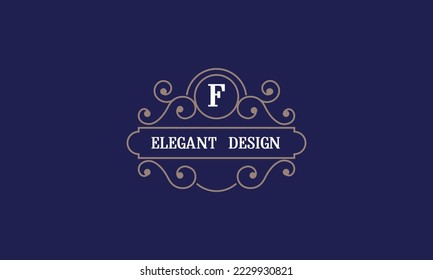 Elegant monogram template with initial F. Sign for restaurant, jewelry, boutique, cafe, hotel, heraldry.