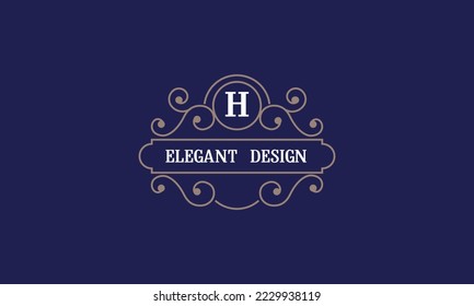Elegant monogram template with initial H. Sign for restaurant, jewelry, boutique, cafe, hotel, heraldry.