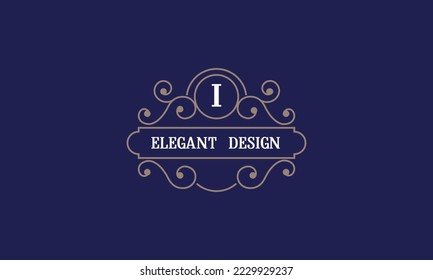 Elegant monogram template with initial I. Sign for restaurant, jewelry, boutique, cafe, hotel, heraldry.