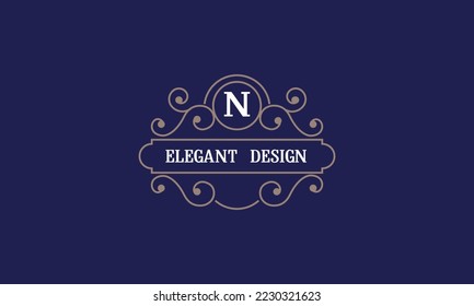 Elegant monogram template with initial N. Sign for restaurant, jewelry, boutique, cafe, hotel, heraldry.