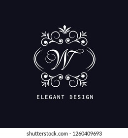 The elegant monogram template, the letter W. The calligraphic elegant design of the logo. Sign of emblem for royalty, business cards, boutique, hotel, heraldry, jewelry, business. Vector illustration.