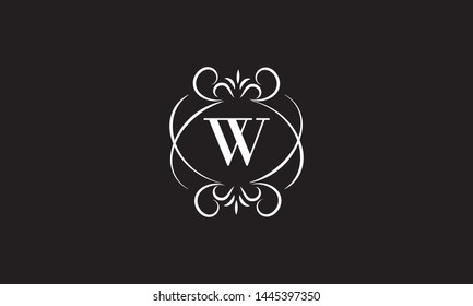 The elegant monogram template, the letter W. The calligraphic elegant design of the logo. Sign of emblem for royalty, business cards, boutique, hotel, heraldry, jewelry, business. Vector illustration.