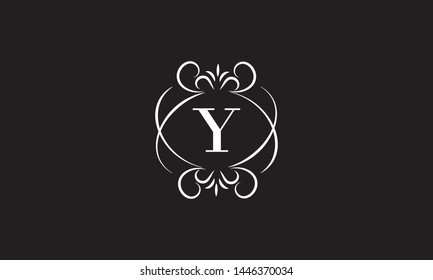 The elegant monogram template, the letter Y. The calligraphic elegant design of the logo. Sign of emblem for royalty, business cards, boutique, hotel, heraldry, jewelry, business. Vector illustration.