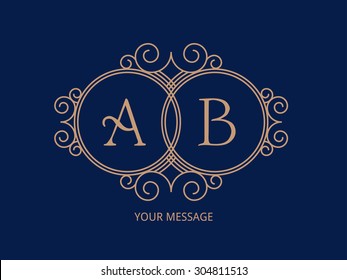Elegant monogram for two letters. Wedding monogram. Calligraphic elegant ornament. Can be used for label and invitation design .Business sign, monogram identity for Restaurant, Boutique, Cafe, Hotel