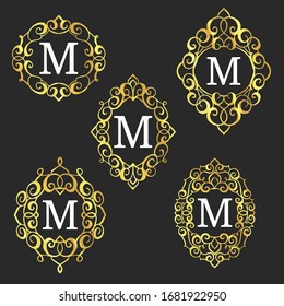 Elegant monograms  and frame collection Design templates for invitations menus labels Wedding 
