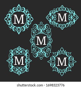Elegant monograms  and frame collection Design templates for invitations menus labels Wedding