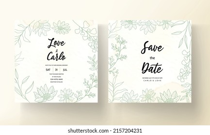 elegant monoline floral wedding invitation card design