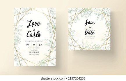 elegant monoline floral wedding invitation card design