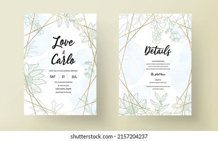 elegant monoline floral wedding invitation card design
