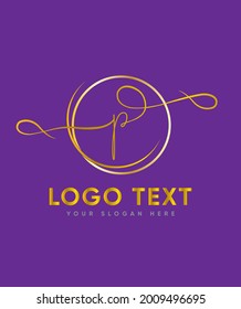Elegant Monoline script letter type P logo template, vector logo for business and company identity 