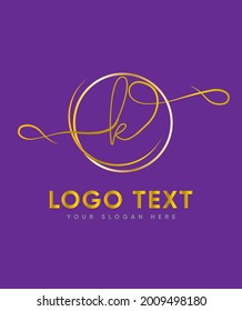 Elegant Monoline script letter type K logo template, vector logo for business and company identity 
