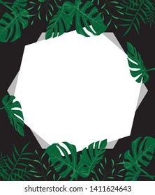 elegant monstera plants vintage for celebration card