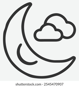 Elegant Moon Icon Line Art Illustration , Minimalist Celestial Symbol in Fine Detail