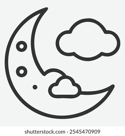 Elegant Moon Icon Line Art Illustration , Minimalist Celestial Symbol in Fine Detail