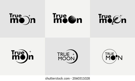 elegant moon logo simple strong and  beautiful vector with black and white background. creative concept. 