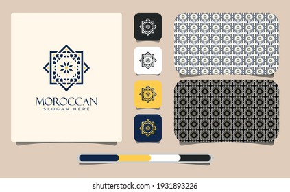 Elegant Moroccan Ornament Logo Template With Pattern. Moroccan Arabian Logo Pattern. Sacred Outline Geometric. Best Identity For Luxury Brand, Restaurants, Hotels, Boutiques, Jewelry, And Cosmetics.