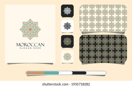 Elegant Moroccan Ornament Logo Template with Pattern. Moroccan Arabian Logo Pattern. Sacred Outline Geometric. Best identity for luxury brand, restaurants, hotels, boutiques, jewelry, and cosmetics.