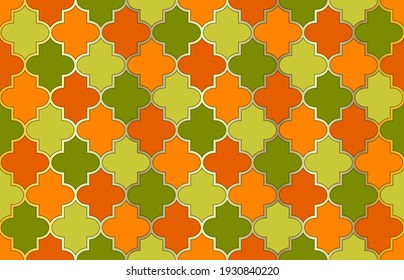 Elegantes marokkanisches, nahtloses Muster. Arabisch Mubarak Mosaik. Ramadan Kareem Noble Design. Marokkanisches Muster ohne Nahtlose. 1001 Nacht Arabesque. Traditioneller islamischer Laternenhintergrund. Moschee Window Motif.